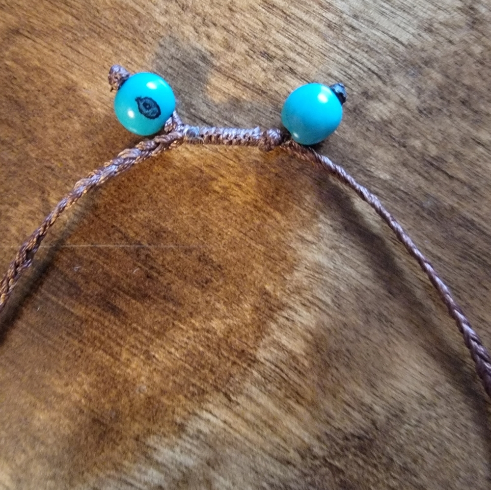 ♡VTG Crocheted Necklace▪︎Turquiose Brass▪︎ - Picture 4 of 8